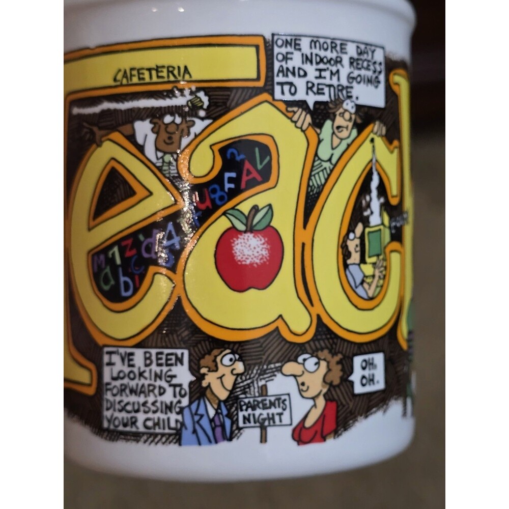 Vintage 1986 Treasure Masters Teacher Mug | Peter Cartoon Humor | Made in Japan